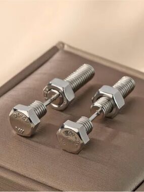 Silver Hex Bolt Cufflinks - Industrial Style Jewelry